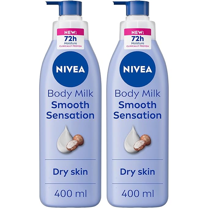NIVEA Body Lotion for Dry Skin, Shea Smooth, with Deep Moisture Serum, 48H of Indulging Moisture Care, 2x400ml - Image 1